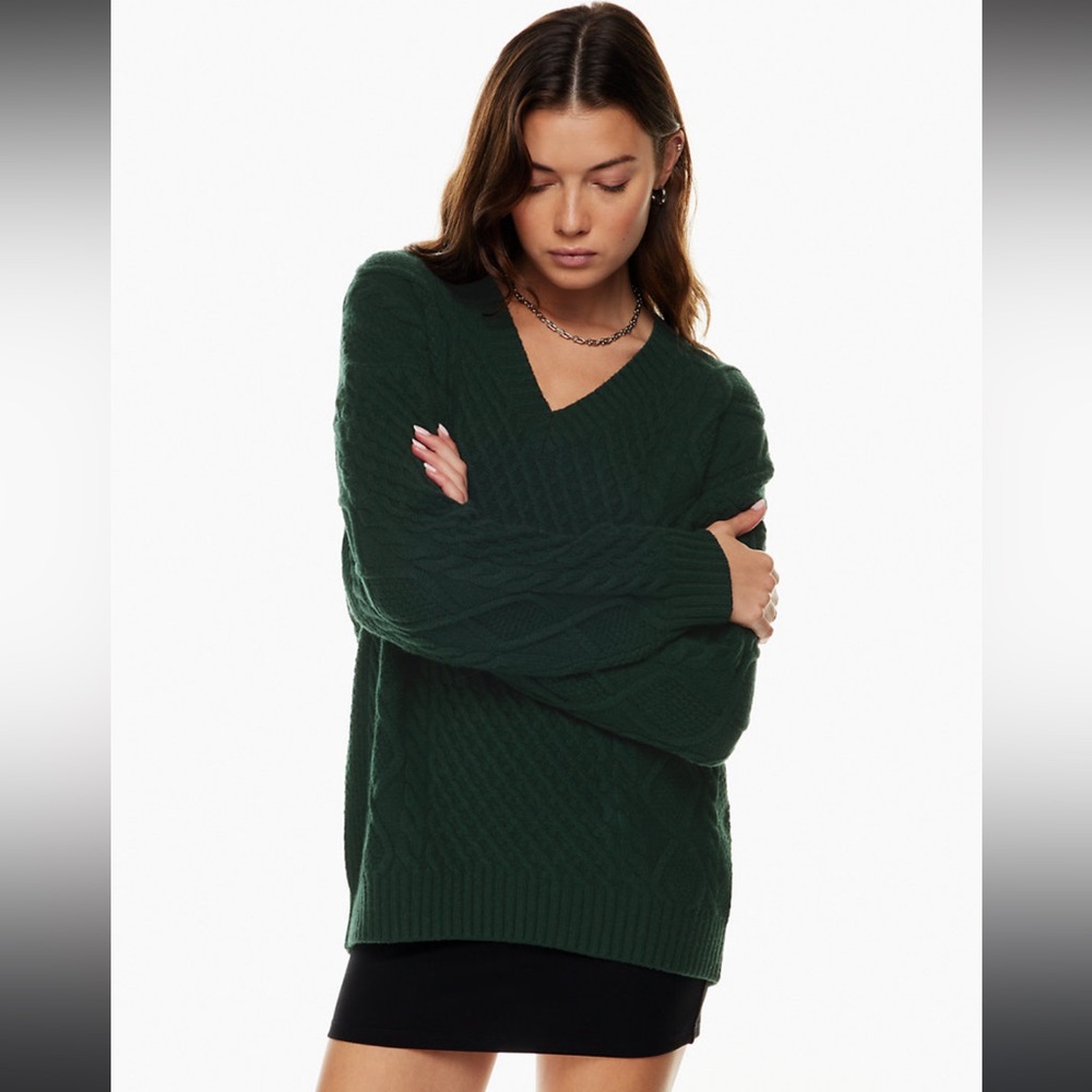 Sunday Best Peggy Green Cable Knit Sweater